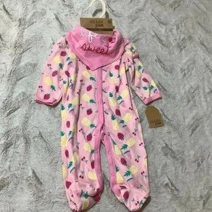 Chic Pea pink fruit print pajama set baby girl 3-6 months